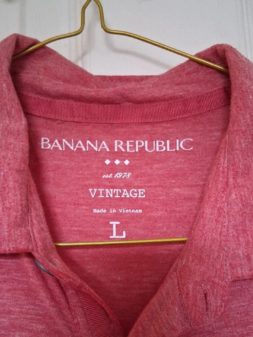 Banana Republic Men's Heathered Coral Red Polo
